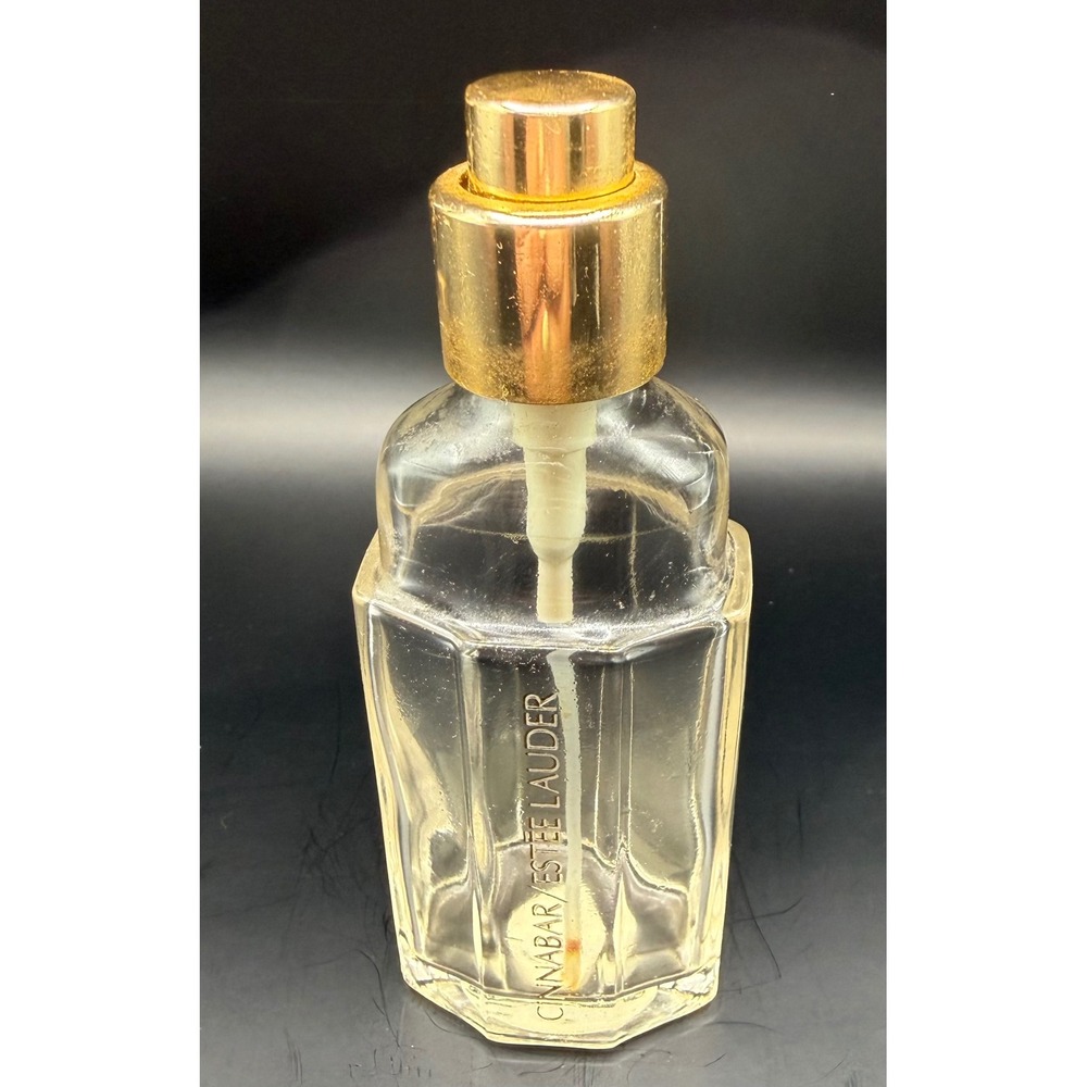 Estee Lauder Cinnabar Fragrance Spray Vintage Empty Glass Bottle‎ 1.75oz Gold